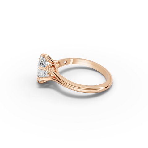 1.53 Ct Oval Lab Diamond Lotus Solitaire Ring