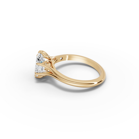 1.53 Ct Oval Lab Diamond Lotus Solitaire Ring