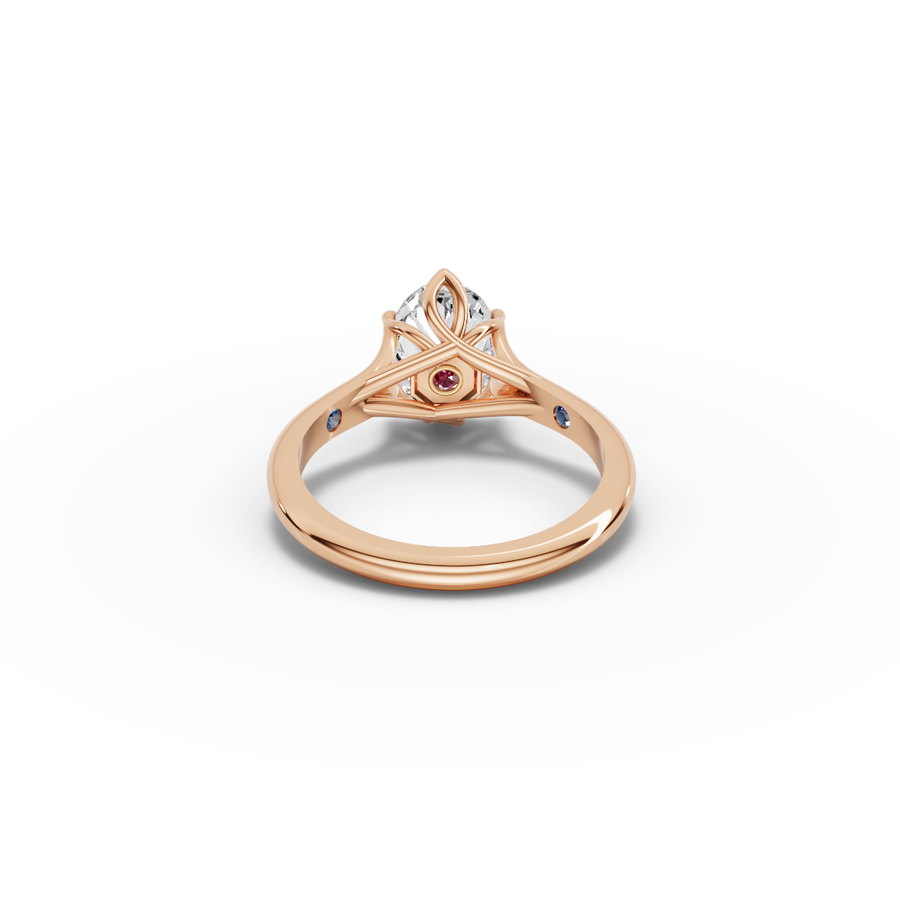 1.53 Ct Oval Lab Diamond Lotus Solitaire Ring