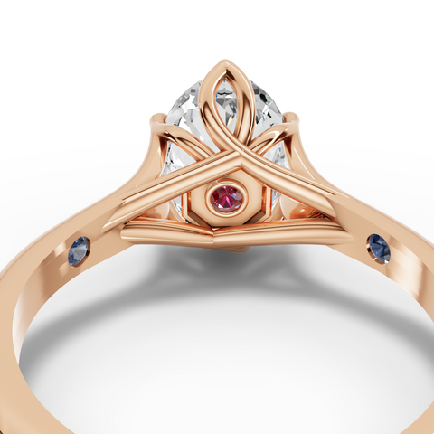 1.53 Ct Oval Lab Diamond Lotus Solitaire Ring