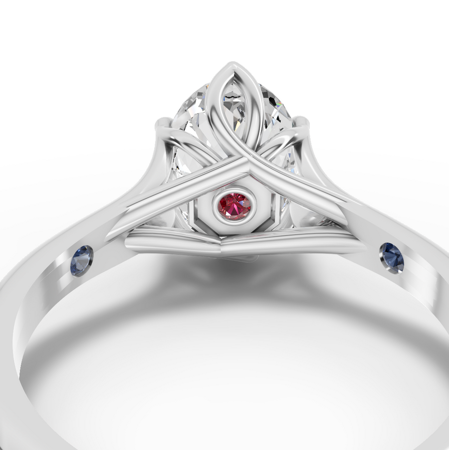 1.53 Ct Oval Lab Diamond Lotus Solitaire Ring