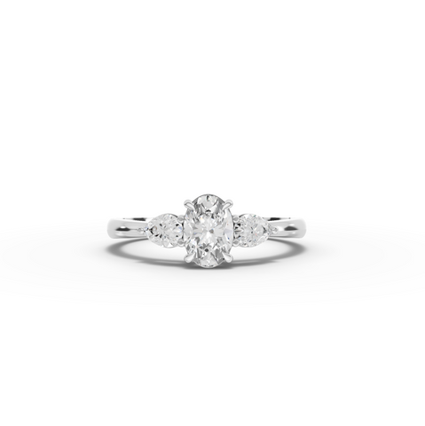 0.80 Ct Oval Lab Diamond Three-Stone Ring