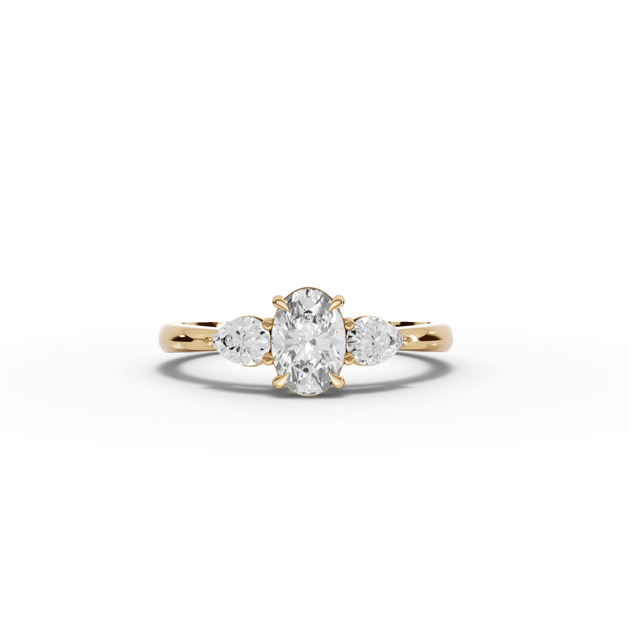 0.80 Ct Oval Lab Diamond Three-Stone Ring