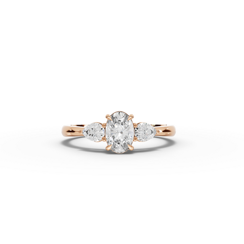 0.80 Ct Oval Lab Diamond Three-Stone Ring
