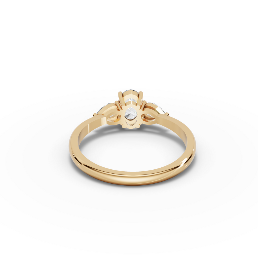 0.80 Ct Oval Lab Diamond Three-Stone Ring