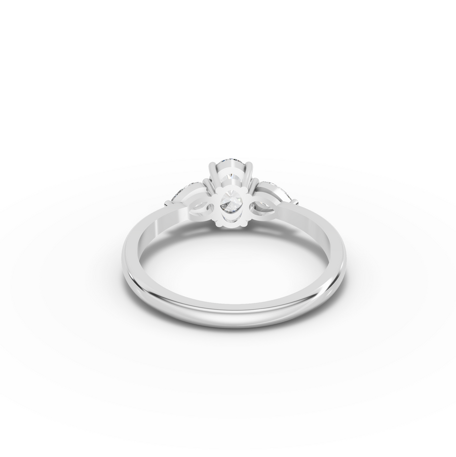 0.80 Ct Oval Lab Diamond Three-Stone Ring