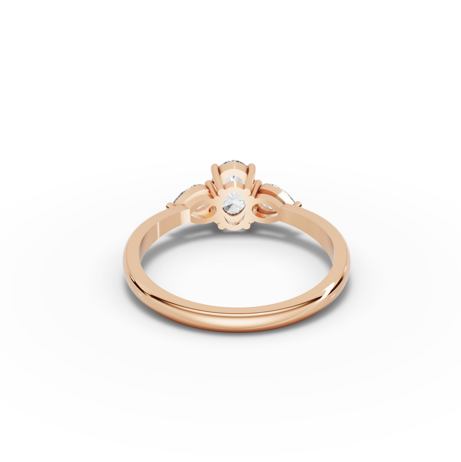 0.80 Ct Oval Lab Diamond Three-Stone Ring