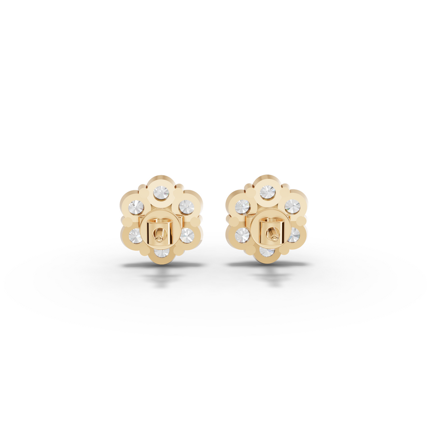 1.42 Ct Round Cluster Flower Stud Earrings
