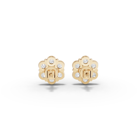 1.42 Ct Round Cluster Flower Stud Earrings
