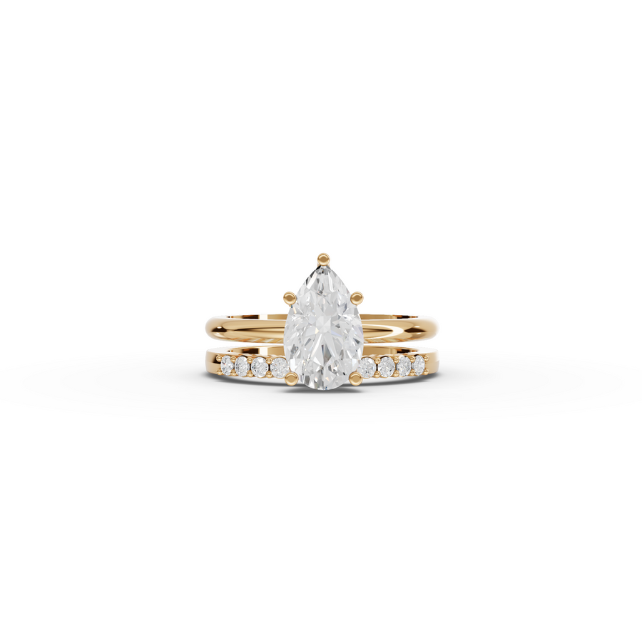 1.70 Ct Pear Solitaire Lab Grown Diamond Bridal Ring Set