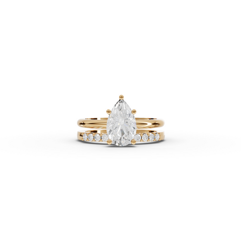 1.70 Ct Pear Solitaire Lab Grown Diamond Bridal Ring Set