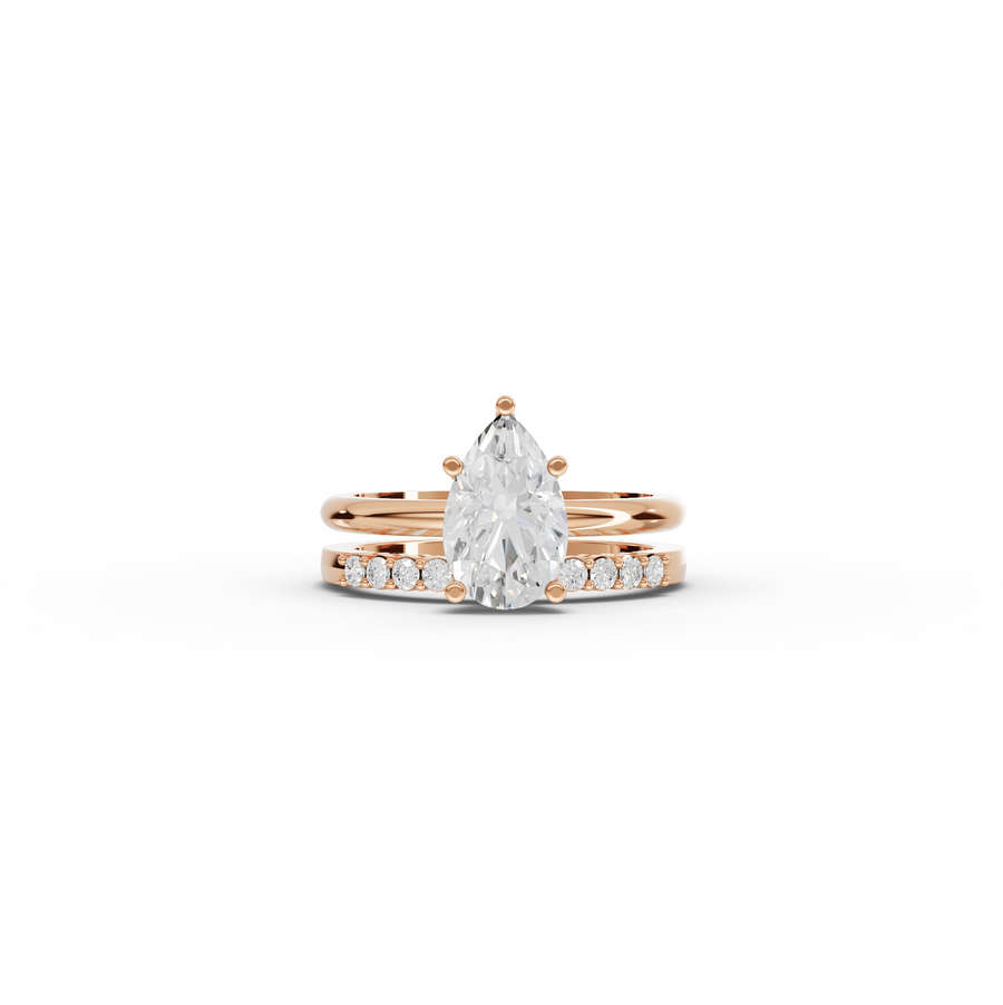 1.70 Ct Pear Solitaire Lab Grown Diamond Bridal Ring Set