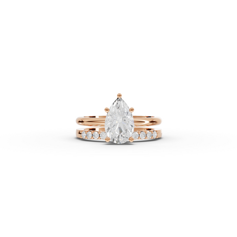 1.70 Ct Pear Solitaire Lab Grown Diamond Bridal Ring Set
