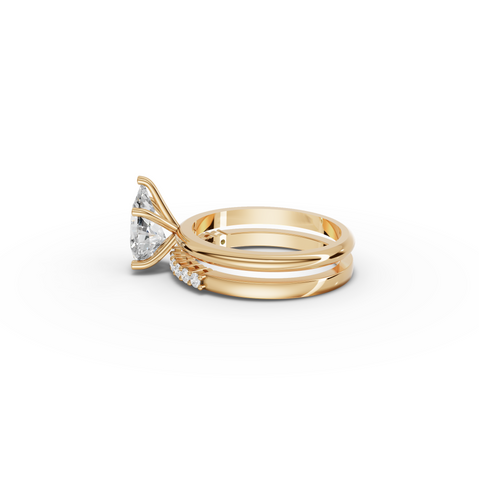 1.70 Ct Pear Solitaire Lab Grown Diamond Bridal Ring Set