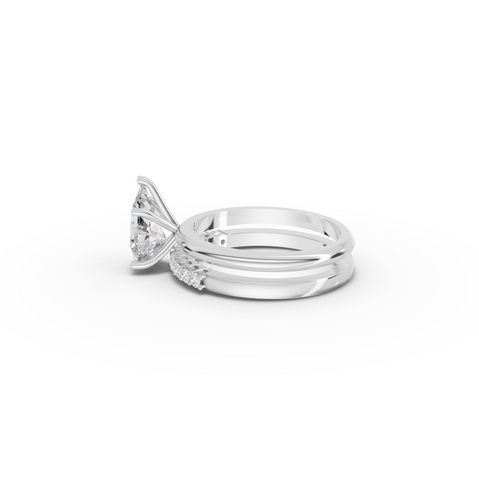 1.70 Ct Pear Solitaire Lab Grown Diamond Bridal Ring Set