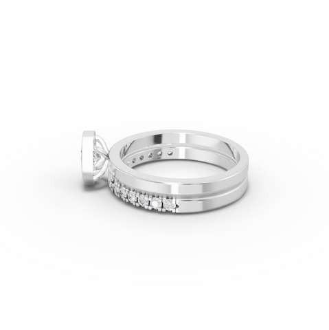 0.80 Ct Oval Bezel Lab Grown Diamond Bridal Ring Set
