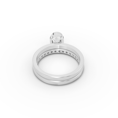 0.80 Ct Oval Bezel Lab Grown Diamond Bridal Ring Set