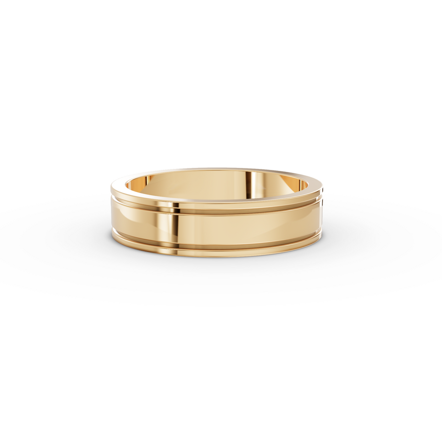 Classic Grooved Flat Men’s Wedding Band