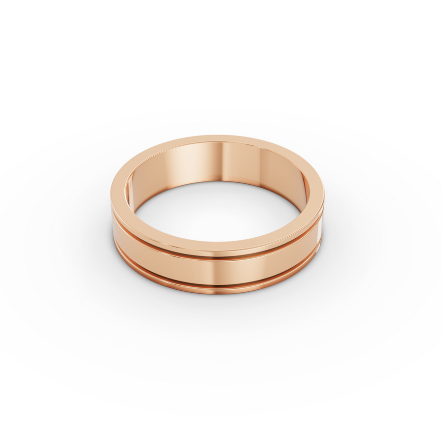 Classic Grooved Flat Men’s Wedding Band