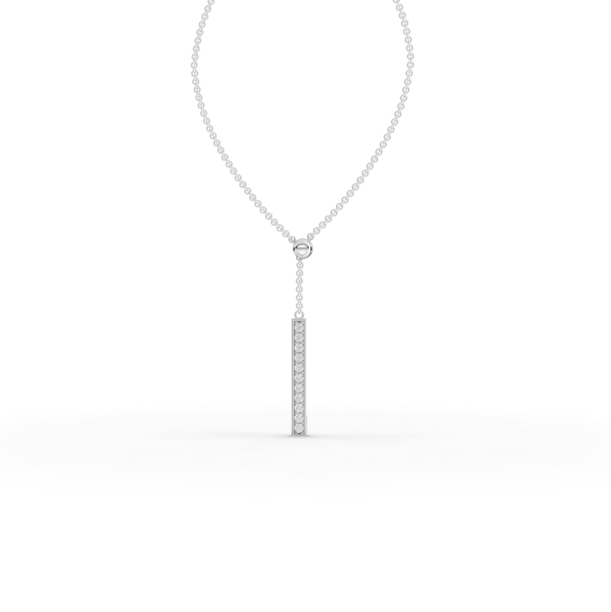 0.33 Ct Diamond Bar Lariat Pendant Necklace