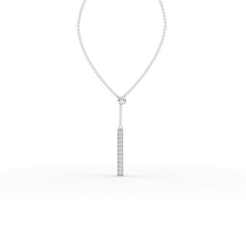 0.33 Ct Diamond Bar Lariat Pendant Necklace