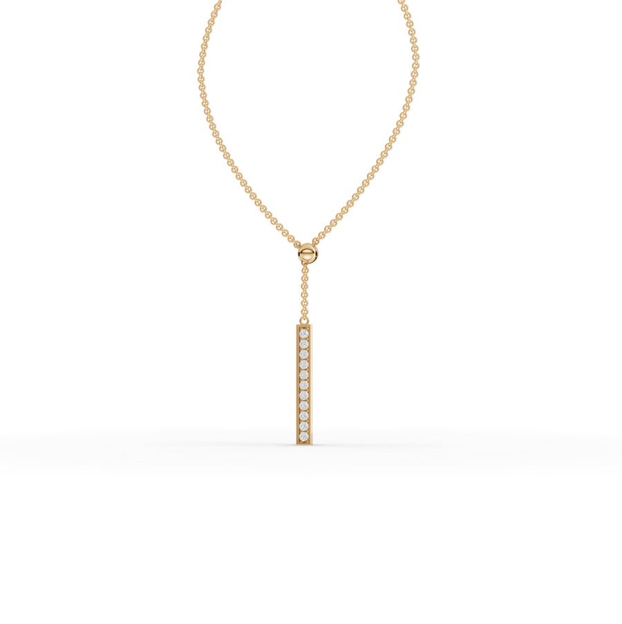 0.33 Ct Diamond Bar Lariat Pendant Necklace