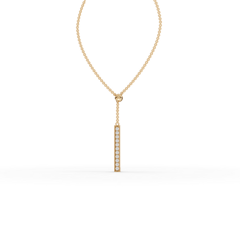 0.33 Ct Diamond Bar Lariat Pendant Necklace