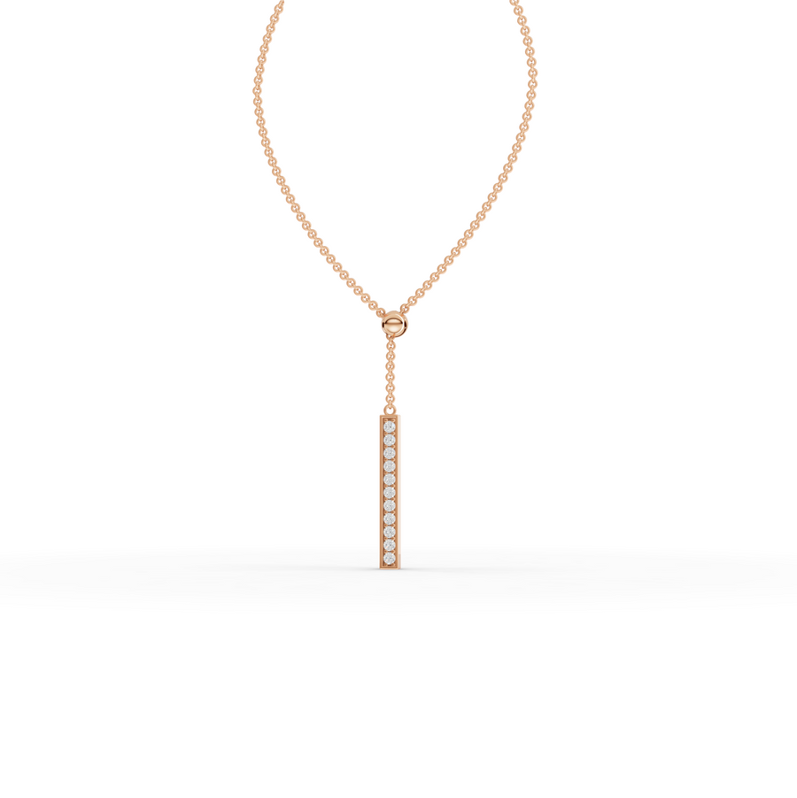 0.33 Ct Diamond Bar Lariat Pendant Necklace