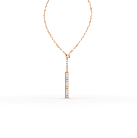 0.33 Ct Diamond Bar Lariat Pendant Necklace