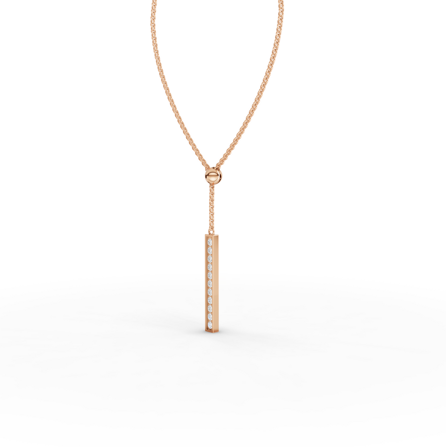 0.33 Ct Diamond Bar Lariat Pendant Necklace