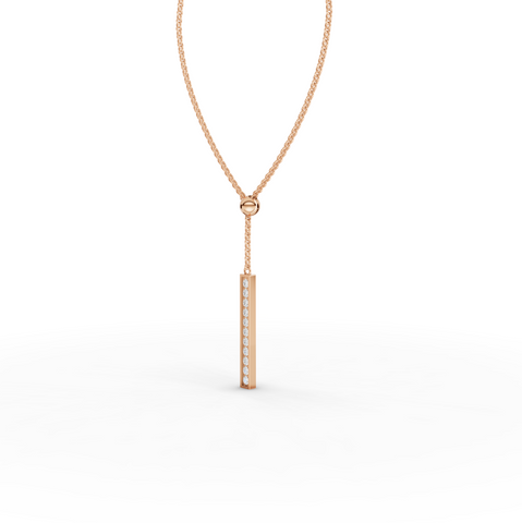 0.33 Ct Diamond Bar Lariat Pendant Necklace