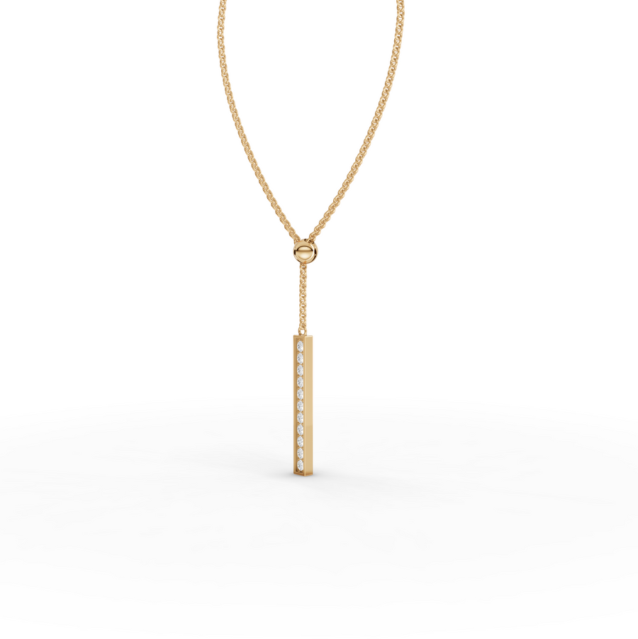 0.33 Ct Diamond Bar Lariat Pendant Necklace