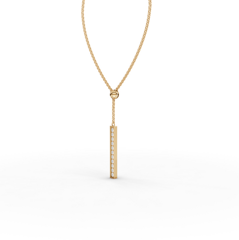 0.33 Ct Diamond Bar Lariat Pendant Necklace