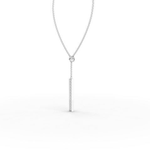 0.33 Ct Diamond Bar Lariat Pendant Necklace