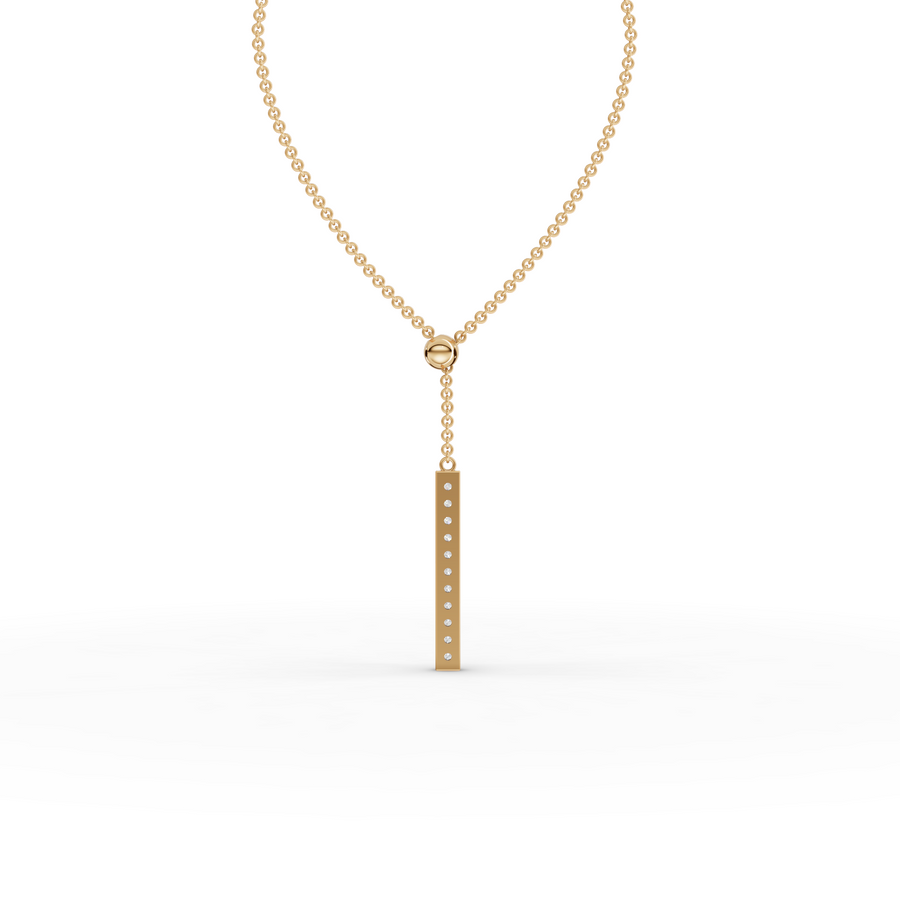 0.33 Ct Diamond Bar Lariat Pendant Necklace