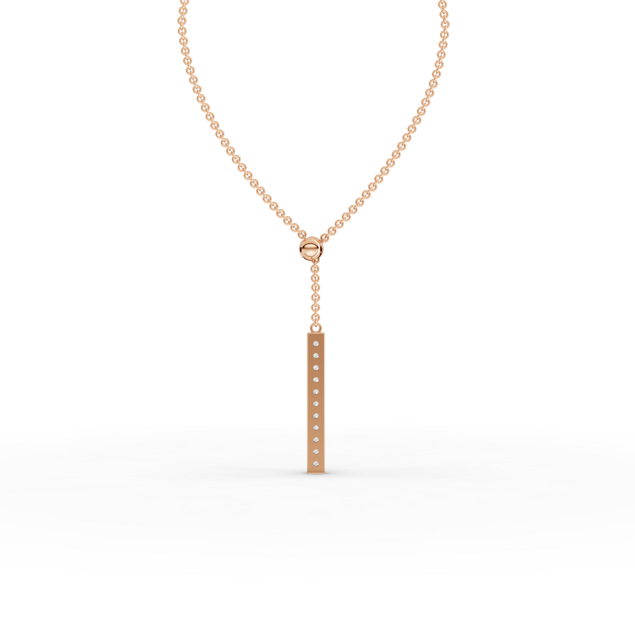 0.33 Ct Diamond Bar Lariat Pendant Necklace
