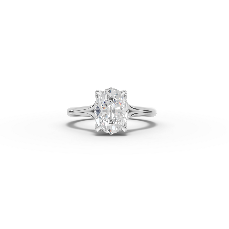 1.53 Ct Oval Lab Diamond Lotus Solitaire Ring