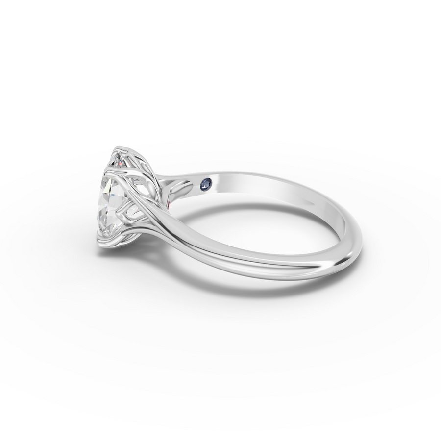 1.53 Ct Oval Lab Diamond Lotus Solitaire Ring