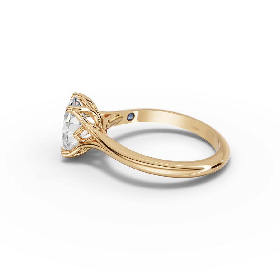 1.53 Ct Oval Lab Diamond Lotus Solitaire Ring