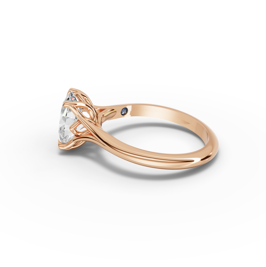 1.53 Ct Oval Lab Diamond Lotus Solitaire Ring