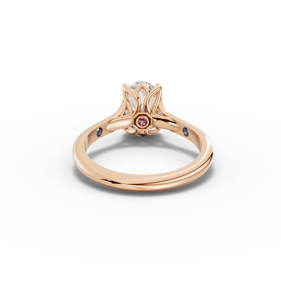 1.53 Ct Oval Lab Diamond Lotus Solitaire Ring