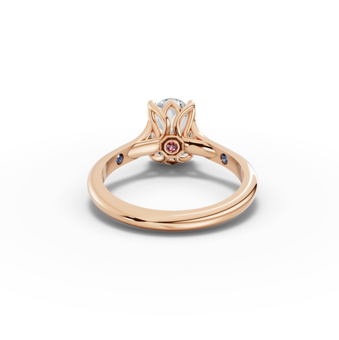 1.53 Ct Oval Lab Diamond Lotus Solitaire Ring