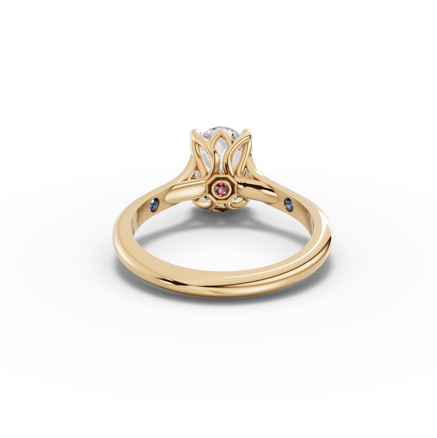 1.53 Ct Oval Lab Diamond Lotus Solitaire Ring
