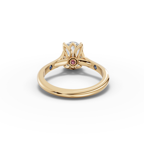 1.53 Ct Oval Lab Diamond Lotus Solitaire Ring