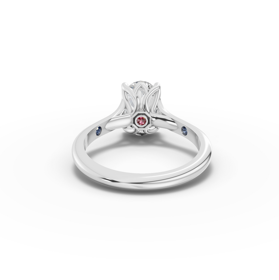 1.53 Ct Oval Lab Diamond Lotus Solitaire Ring