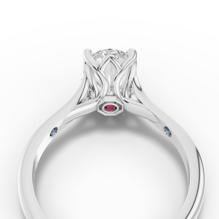 1.53 Ct Oval Lab Diamond Lotus Solitaire Ring