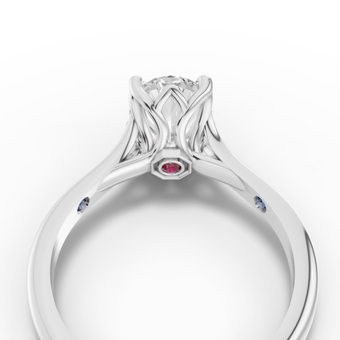 1.53 Ct Oval Lab Diamond Lotus Solitaire Ring