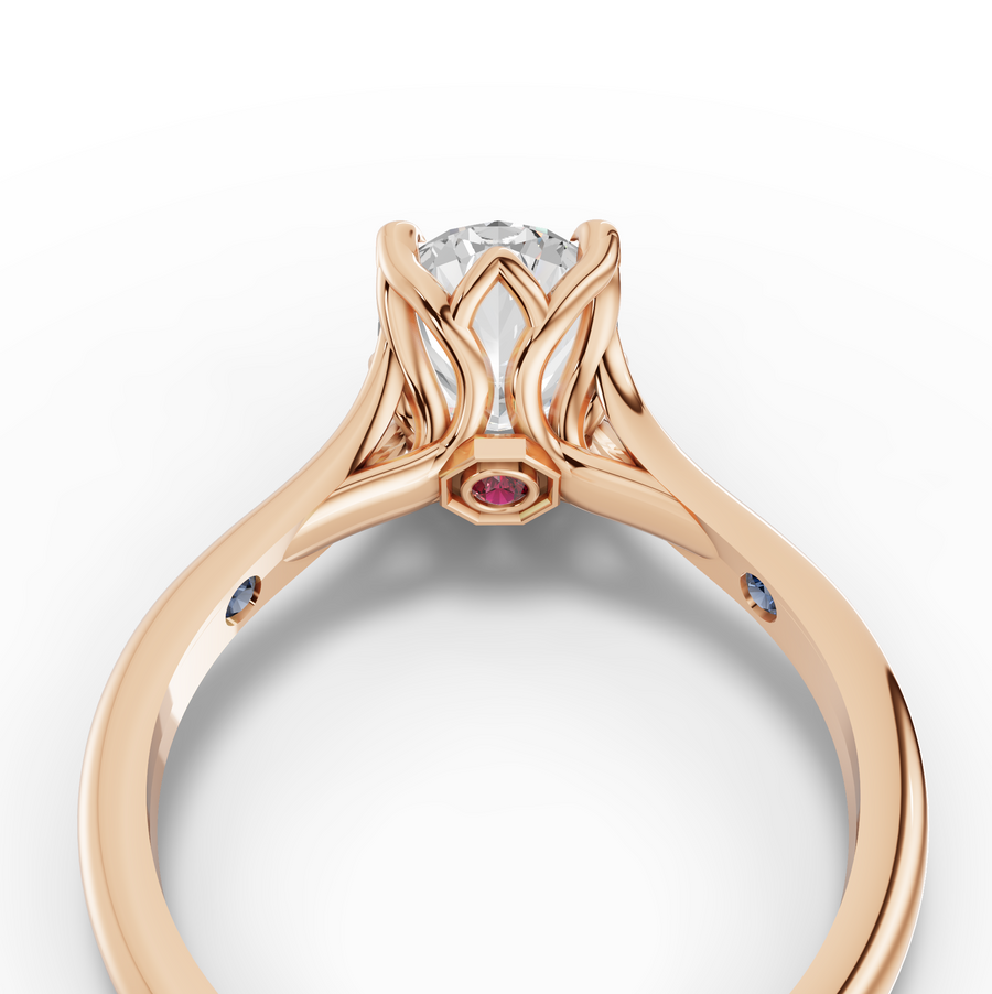 1.53 Ct Oval Lab Diamond Lotus Solitaire Ring