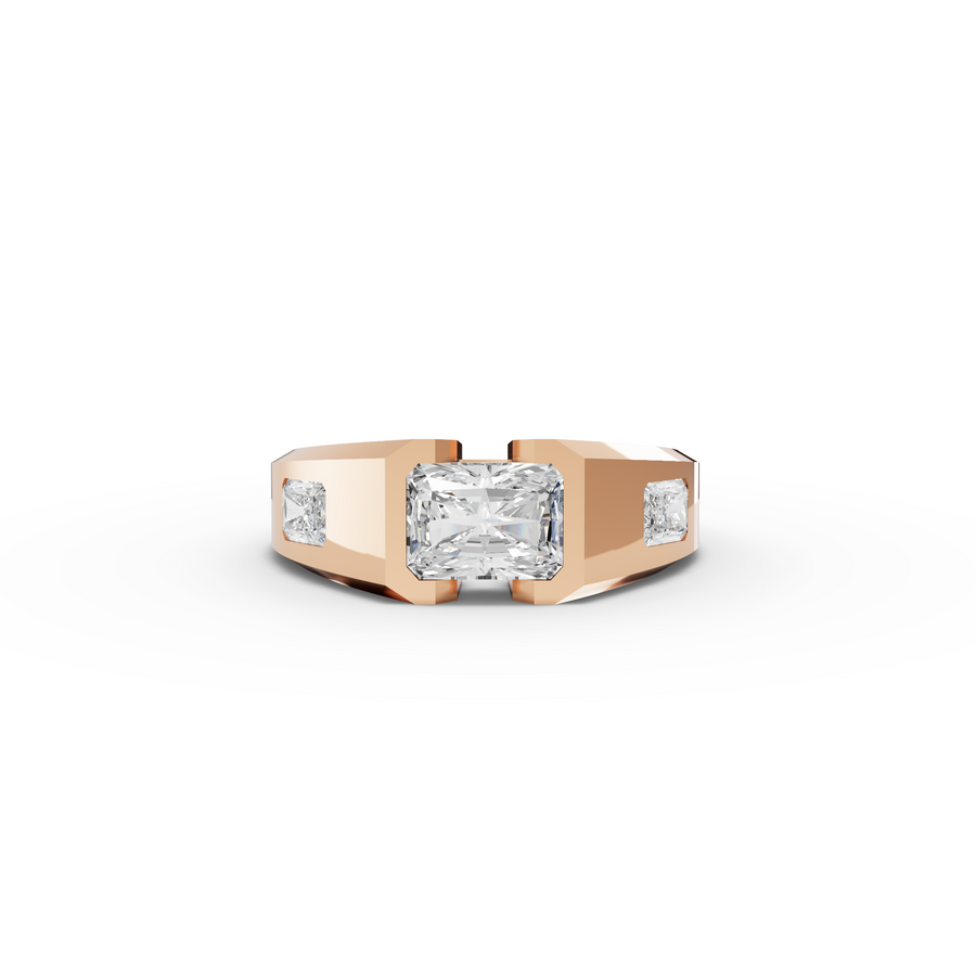 3.004 Ct Radiant Solitaire Men’s Lab Diamond Ring