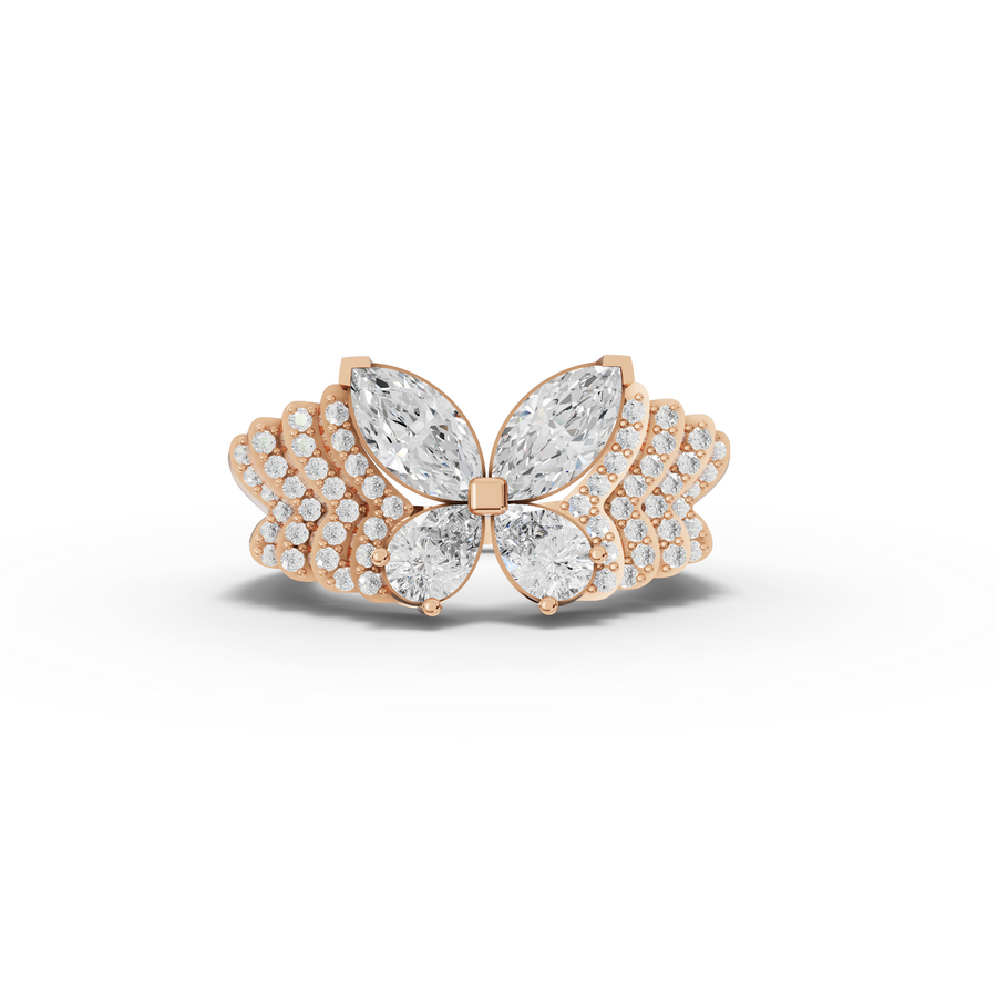 2.25 CT Butterfly Marquise & Round Lab Diamond Ring